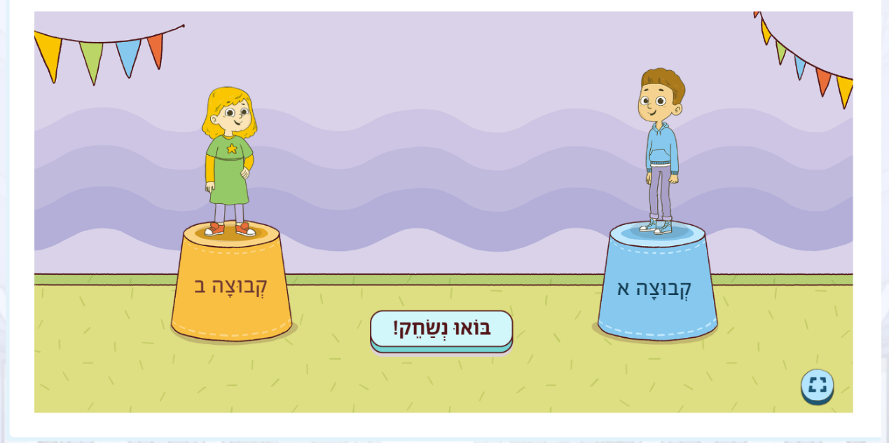Team setup screen — Group A vs Group B on their pedestals